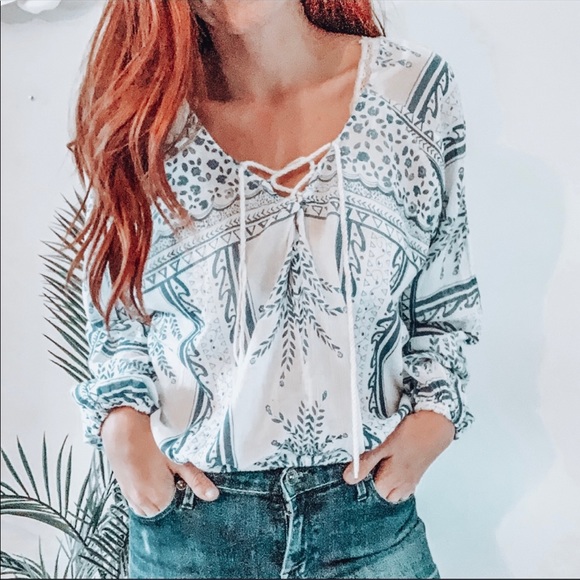 Free People Tops - Free People | YoYo Geometric Peasant Blouse